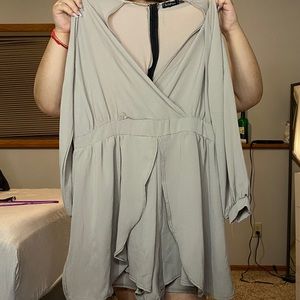 Tie Sleeve Wrap Romper - Boohoo